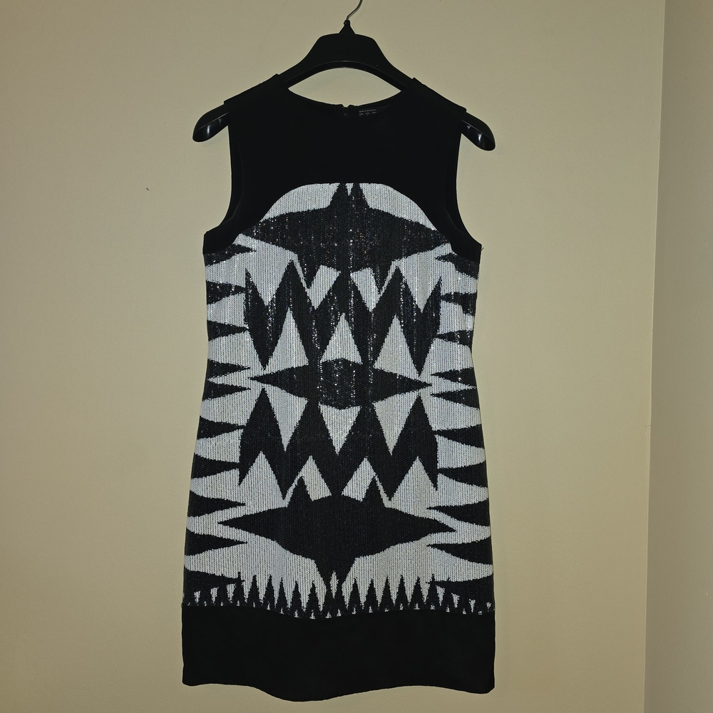 Zara Black and White Patterned Mini Dress
